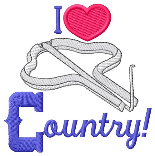 I Love Country Machine Embroidery Design