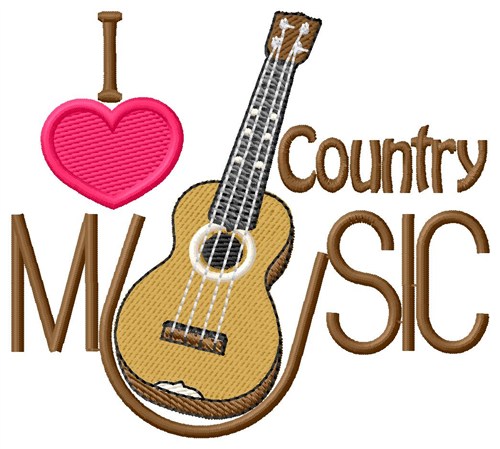 I Love Country Music Machine Embroidery Design