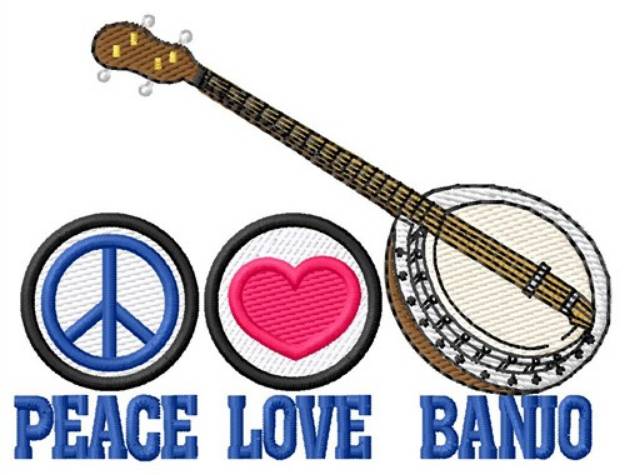 Picture of Peace Love Banjo Machine Embroidery Design