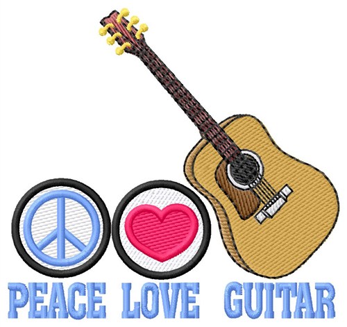 Peace Love Guitar Machine Embroidery Design