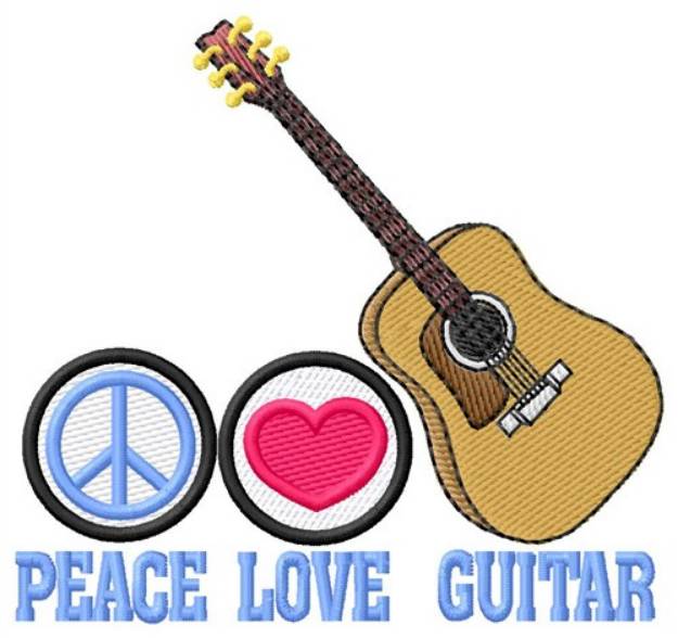 Picture of Peace Love Guitar Machine Embroidery Design
