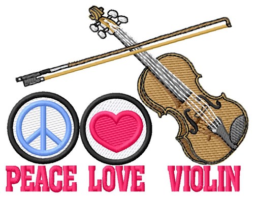 Peace Love Violin Machine Embroidery Design
