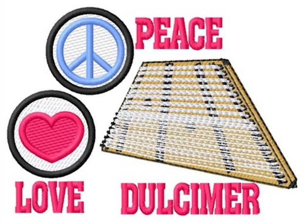 Picture of Peace Love Dulcimer Machine Embroidery Design