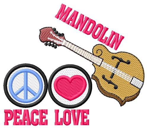 Peace Love Mandolin Machine Embroidery Design