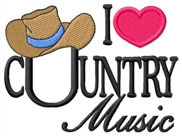 Picture of I Love Country Music Machine Embroidery Design