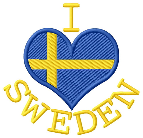 I Love Sweden Machine Embroidery Design