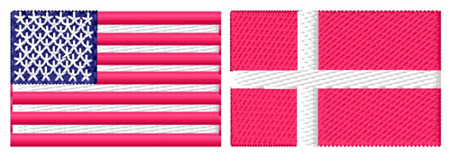 American Danish Flags Machine Embroidery Design