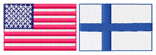 American Finnish Flags Machine Embroidery Design