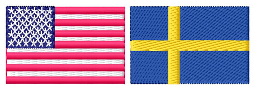 American Swedish Flags Machine Embroidery Design