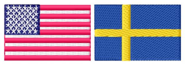 Picture of American Swedish Flags Machine Embroidery Design