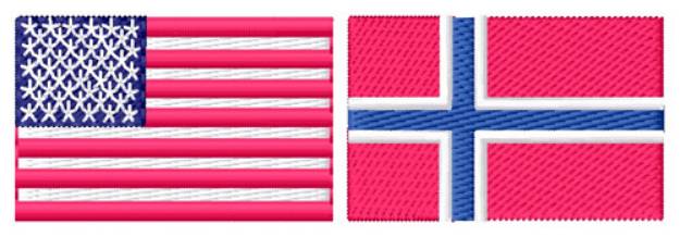 Picture of American Norwegian Flags Machine Embroidery Design