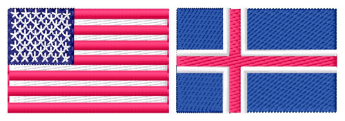 American Icelandic Flags Machine Embroidery Design