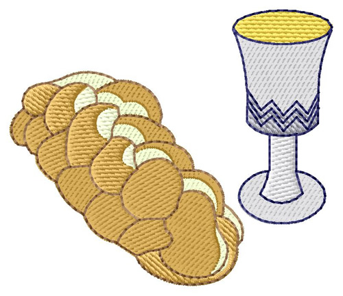 Challah and Wine Machine Embroidery Design