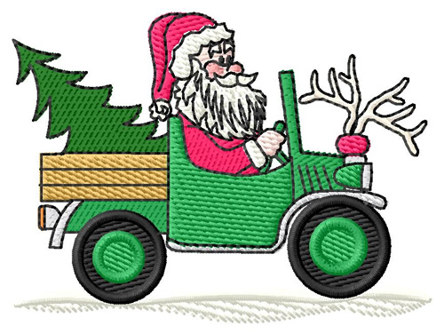 Santas Truck Machine Embroidery Design