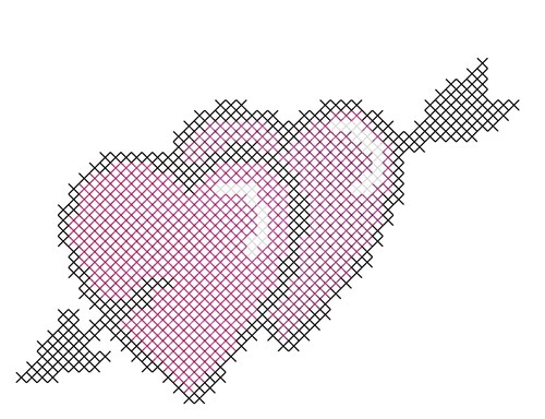 Hearts With Arrow Machine Embroidery Design