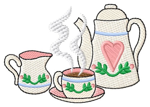 Coffee Set Machine Embroidery Design