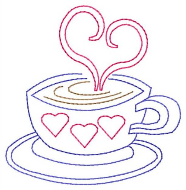 Picture of Redwork Cup Machine Embroidery Design