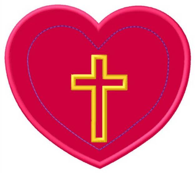 Picture of Cross In Heart Machine Embroidery Design