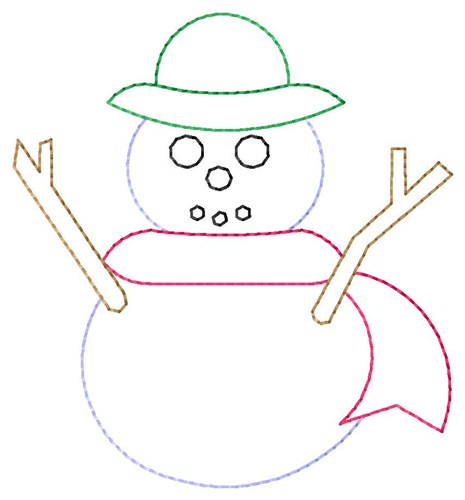 Snowman Outlilne Machine Embroidery Design