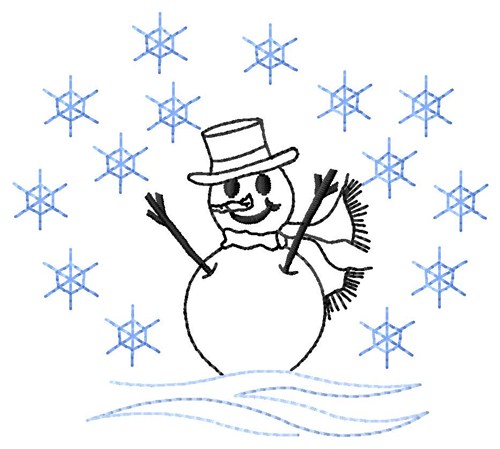 Snowflake Snowman Machine Embroidery Design