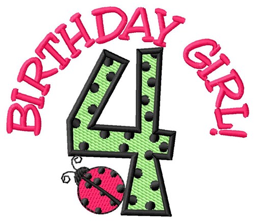 4th Birthday Machine Embroidery Design