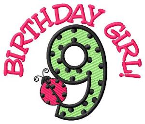 Picture of 9th Birthday Machine Embroidery Design