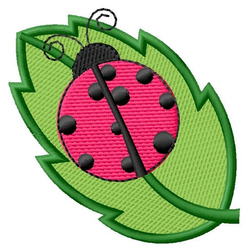 Ladybug On Leaf Machine Embroidery Design