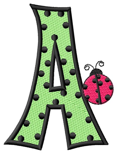 Ladybug Letter A Machine Embroidery Design