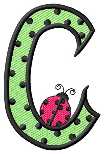 Ladybug Letter C Machine Embroidery Design