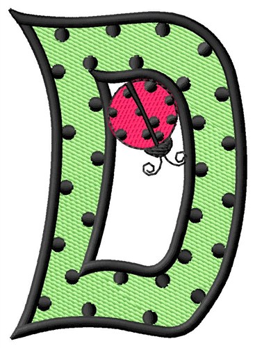 Ladybug Letter D Machine Embroidery Design