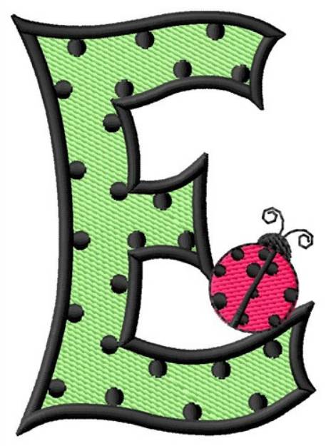 Picture of Ladybug Letter E Machine Embroidery Design