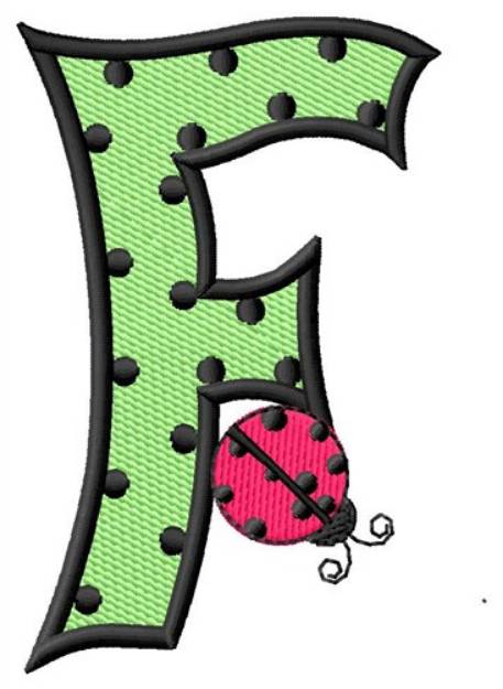 Picture of Ladybug Letter F Machine Embroidery Design
