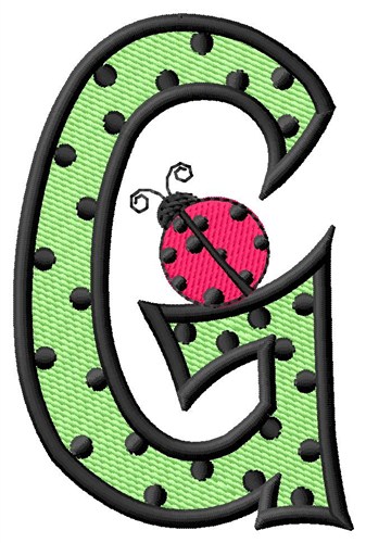 Ladybug Letter G Machine Embroidery Design
