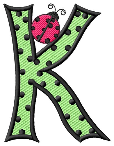 Ladybug Letter K Machine Embroidery Design