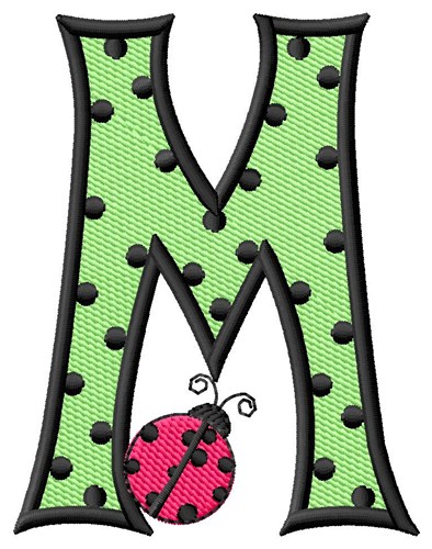 Ladybug Letter M Machine Embroidery Design
