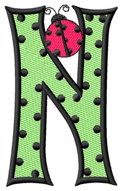 Picture of Ladybug Letter N Machine Embroidery Design