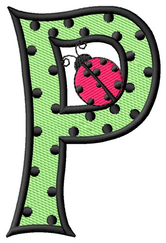 Ladybug Letter P Machine Embroidery Design