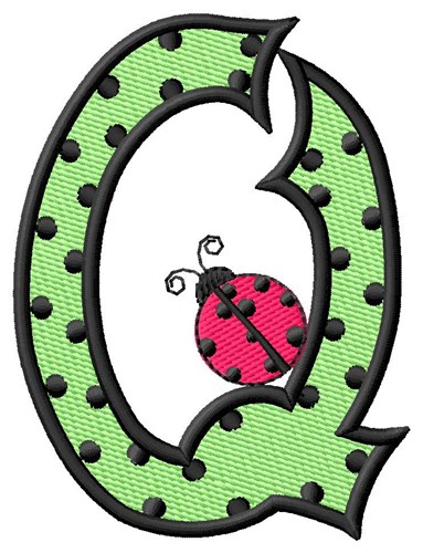 Ladybug Letter Q Machine Embroidery Design