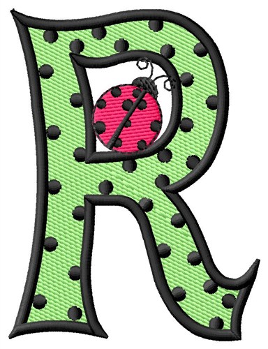 Ladybug Letter R Machine Embroidery Design