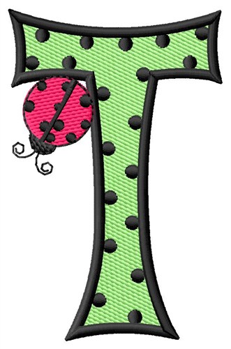 Ladybug Letter T Machine Embroidery Design