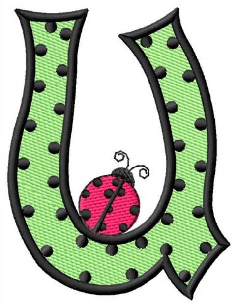 Picture of Ladybug Letter U Machine Embroidery Design