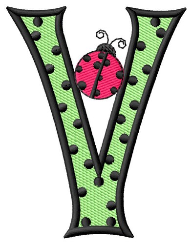 Ladybug Letter V Machine Embroidery Design