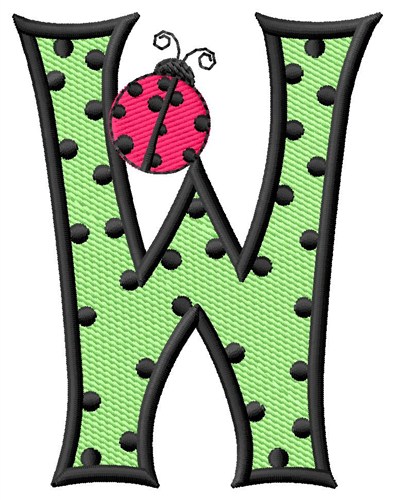 Ladybug Letter W Machine Embroidery Design