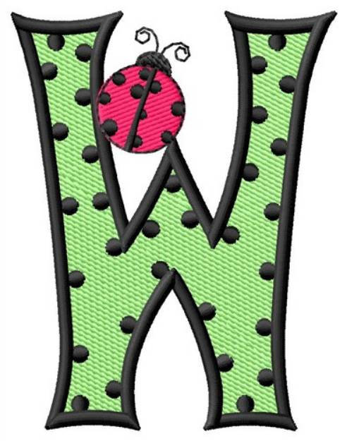 Picture of Ladybug Letter W Machine Embroidery Design
