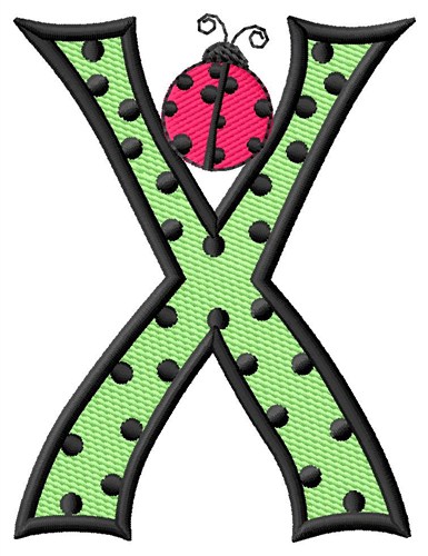 Ladybug Letter X Machine Embroidery Design