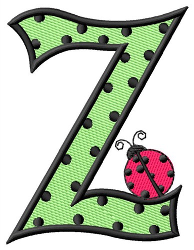 Ladybug Letter Z Machine Embroidery Design