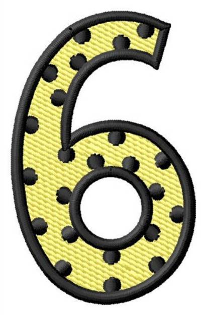 Picture of Polka Dot Number 6 Machine Embroidery Design