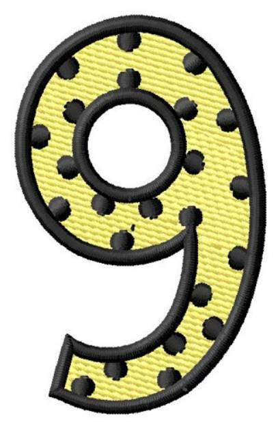 Picture of Polka Dot Number 9 Machine Embroidery Design