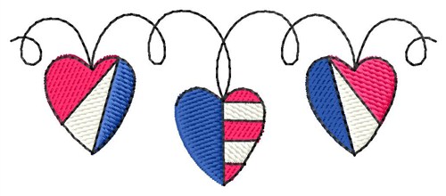 Patriotic Hearts Machine Embroidery Design