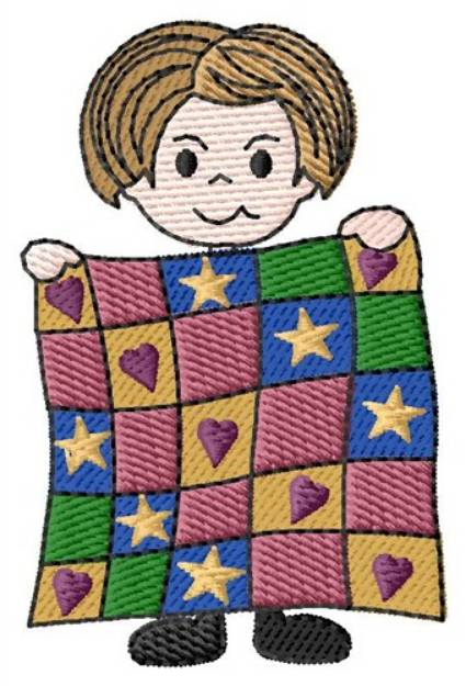 Picture of Girl With Quilt Machine Embroidery Design